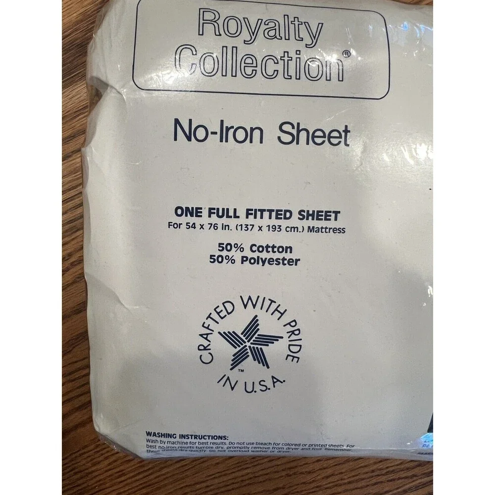 Royalty Collection Percale No Iron Full Flat Sheet Blue NEW Made in USA Vintage